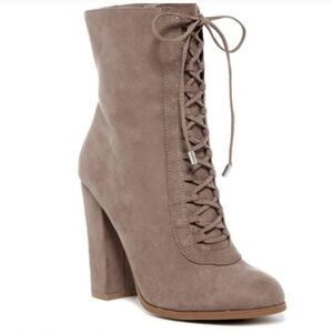 Black Victorian Lace up Boots With SIDE ZIP Carlos Santana SANDRA 7.5 FAUX SUEDE